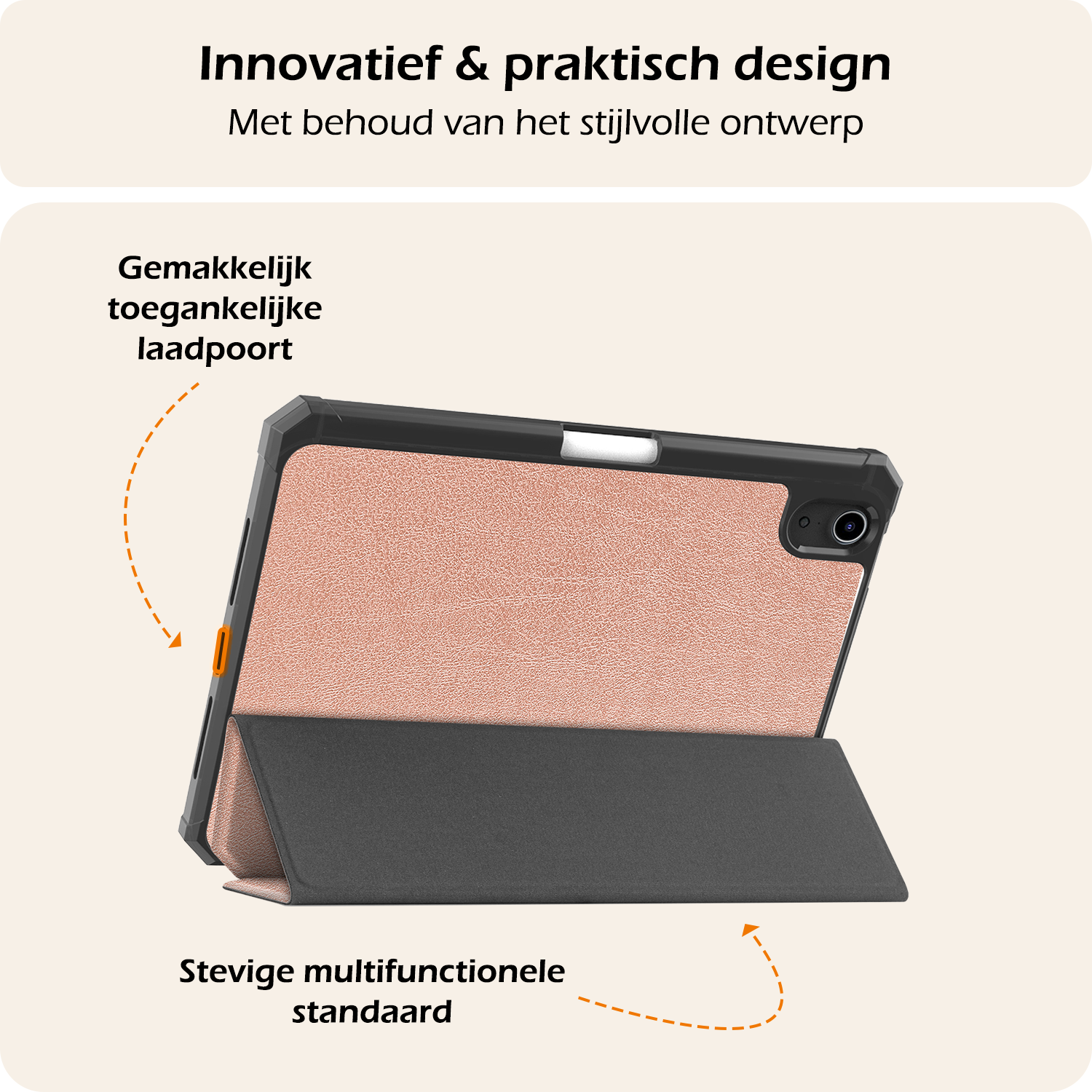 Nomfy Nomfy iPad Mini 7 Hoesje Met Uitsparing Voor Apple Pencil - Rose Goud