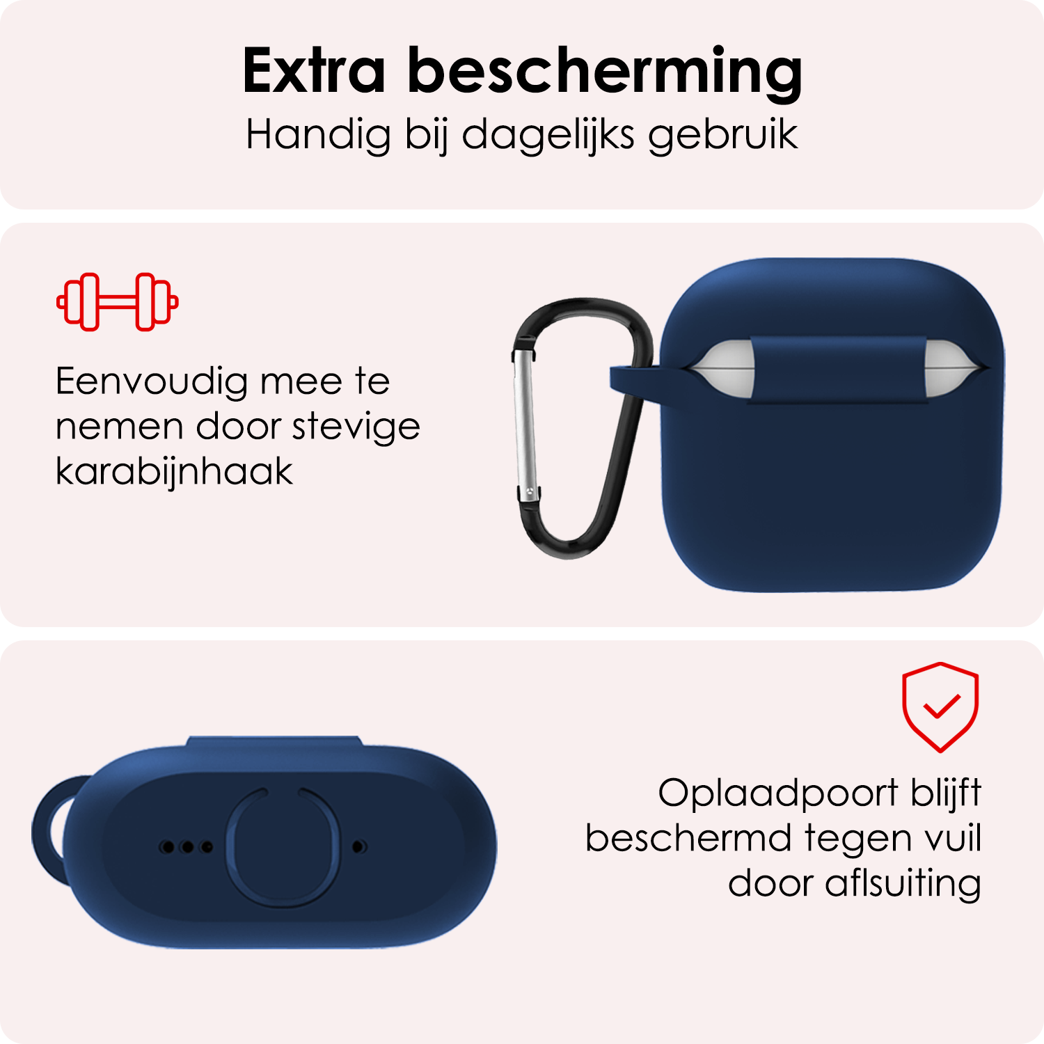 NoXx NoXx Siliconen Hoesje Voor Apple AirPods 4 - Navy