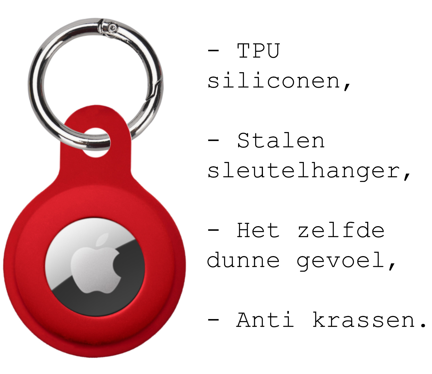 BASEY. Hoesje Geschikt voor Apple AirTag Hoesje Case Hoesje Geschikt voor Apple AirTag Sleutelhanger Siliconen Hoes - Donkerrood - 4 Stuks