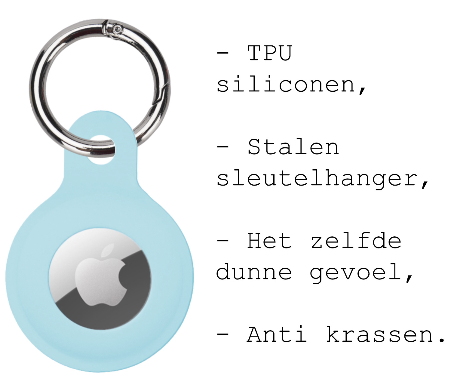 BASEY. Hoesje Geschikt voor Apple AirTag Hoesje Case Hoesje Geschikt voor Apple AirTag Sleutelhanger Siliconen Hoes - Lichtblauw - 4 Stuks