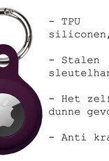 BASEY. Hoesje Geschikt voor Apple AirTag Hoesje Case Hoesje Geschikt voor Apple AirTag Sleutelhanger Siliconen Hoes - Wijnrood - 4 Stuks