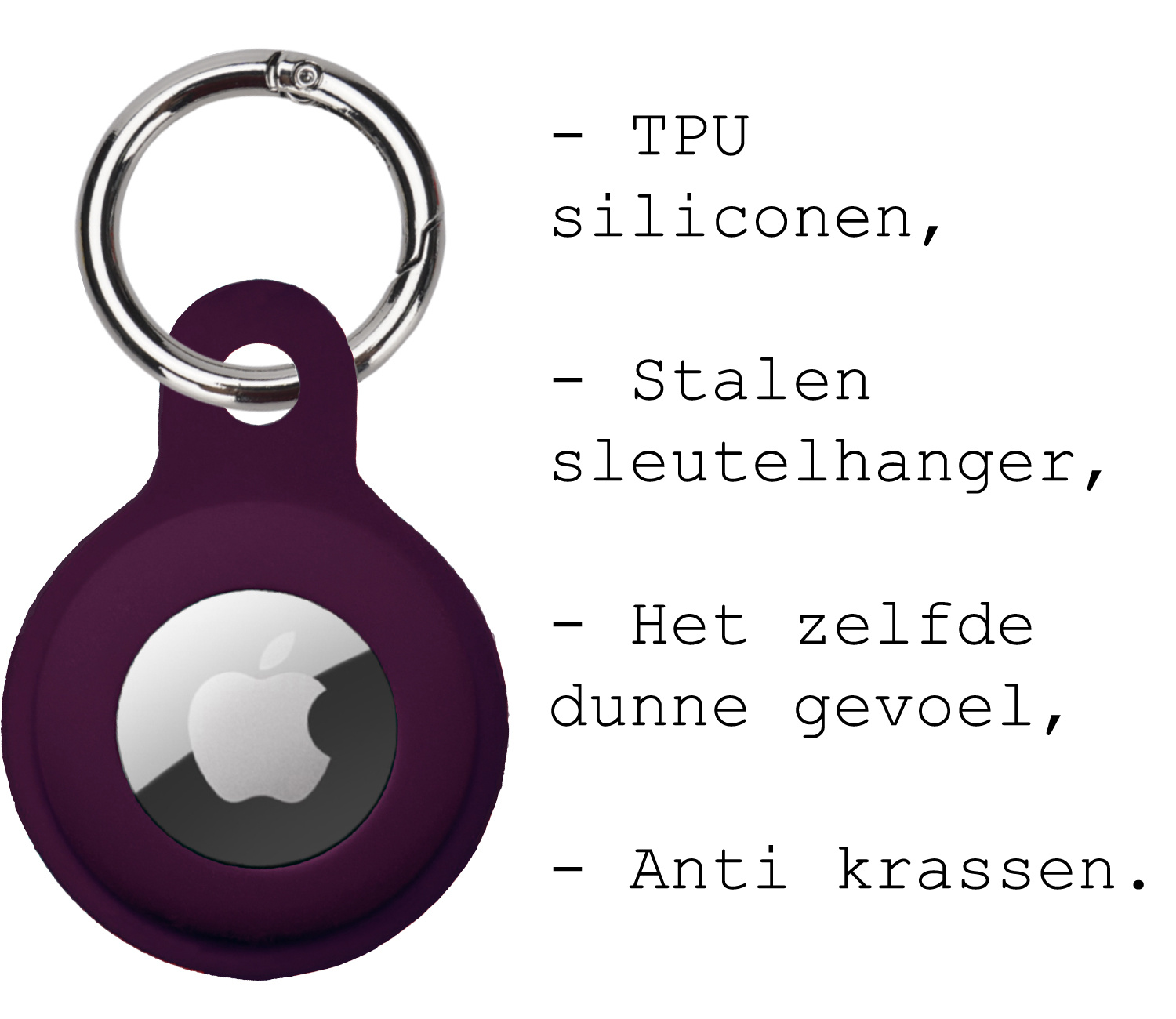 BASEY. Hoesje Geschikt voor Apple AirTag Hoesje Case Hoesje Geschikt voor Apple AirTag Sleutelhanger Siliconen Hoes - Wijnrood - 4 Stuks