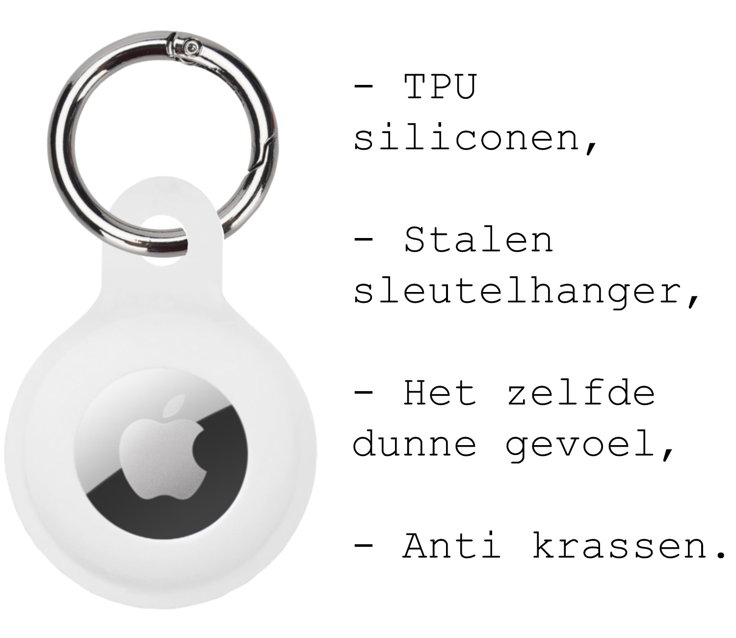 BASEY. Hoesje Geschikt voor Apple AirTag Hoesje Case Hoesje Geschikt voor Apple AirTag Sleutelhanger Siliconen Hoes - Wit - 4 Stuks