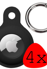 BASEY. Hoesje Geschikt voor Apple AirTag Hoesje Case Hoesje Geschikt voor Apple AirTag Sleutelhanger Siliconen Hoes - Zwart - 4 Stuks
