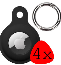 BASEY. 4 PACK - BASEY. AirTag Hoesje Siliconen - Zwart