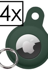NoXx Hoesje Geschikt voor Apple AirTag-Sleutelhanger Houder Siliconen Hoes - Hoes Geschikt voor Apple AirTag Hoesje - Donkergroen - 4x