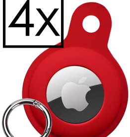 NoXx 4 PACK - NoXx AirTag Hoesje Siliconen - Donkerrood