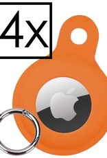 NoXx Hoesje Geschikt voor Apple AirTag-Sleutelhanger Houder Siliconen Hoes - Hoes Geschikt voor Apple AirTag Hoesje - Oranje - 4x