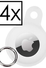NoXx Hoesje Geschikt voor Apple AirTag-Sleutelhanger Houder Siliconen Hoes - Hoes Geschikt voor Apple AirTag Hoesje - Wit - 4x