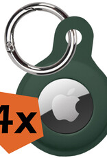 Nomfy Hoesje Geschikt voor Apple AirTag Sleutelhanger Hoes Siliconen Hoesje - Siliconen Hoesje Geschikt voor Apple AirTag-Sleutelhanger Hoesje - Donkergroen - 4 PACK