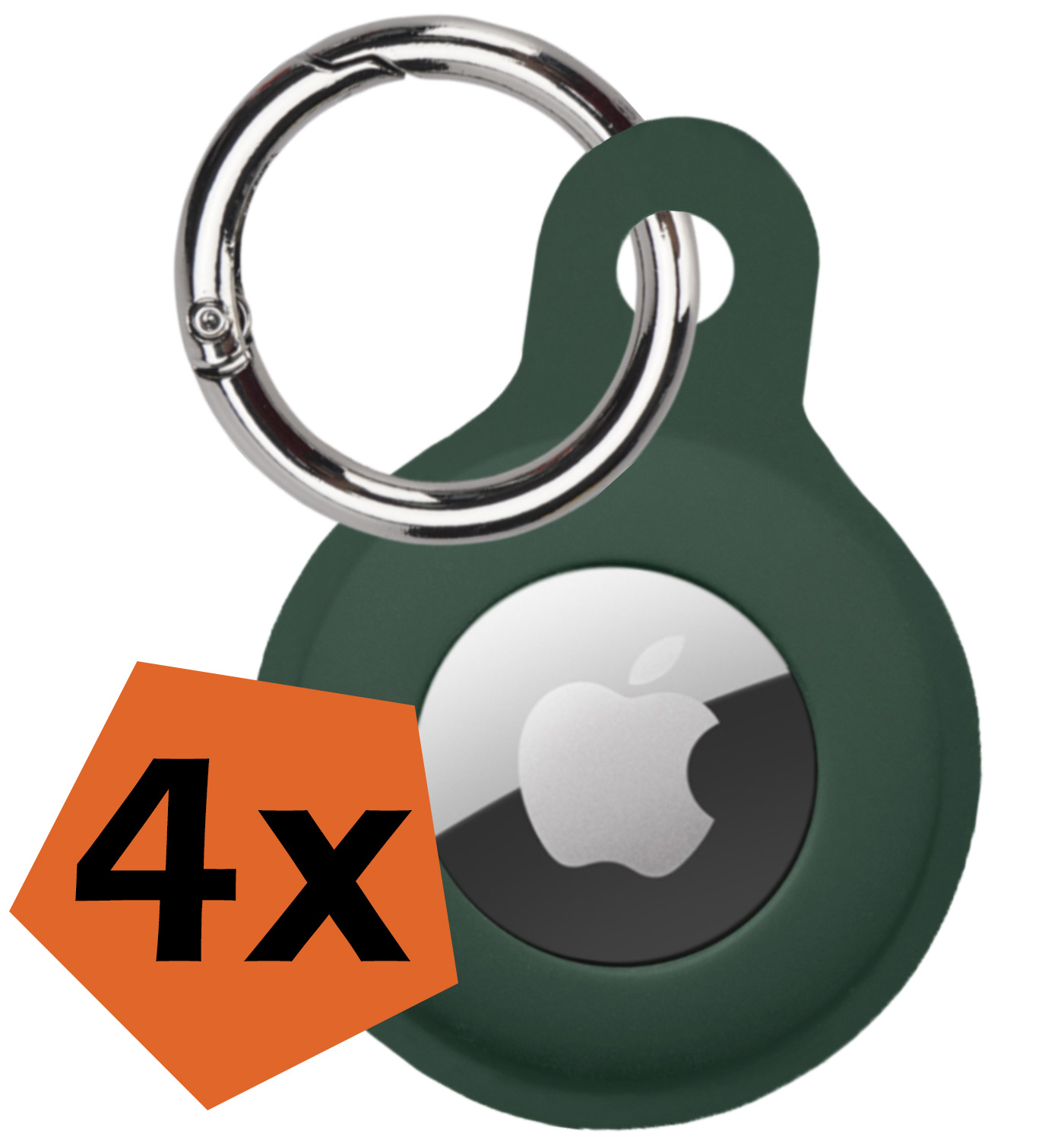 Nomfy Hoesje Geschikt voor Apple AirTag Sleutelhanger Hoes Siliconen Hoesje - Siliconen Hoesje Geschikt voor Apple AirTag-Sleutelhanger Hoesje - Donkergroen - 4 PACK
