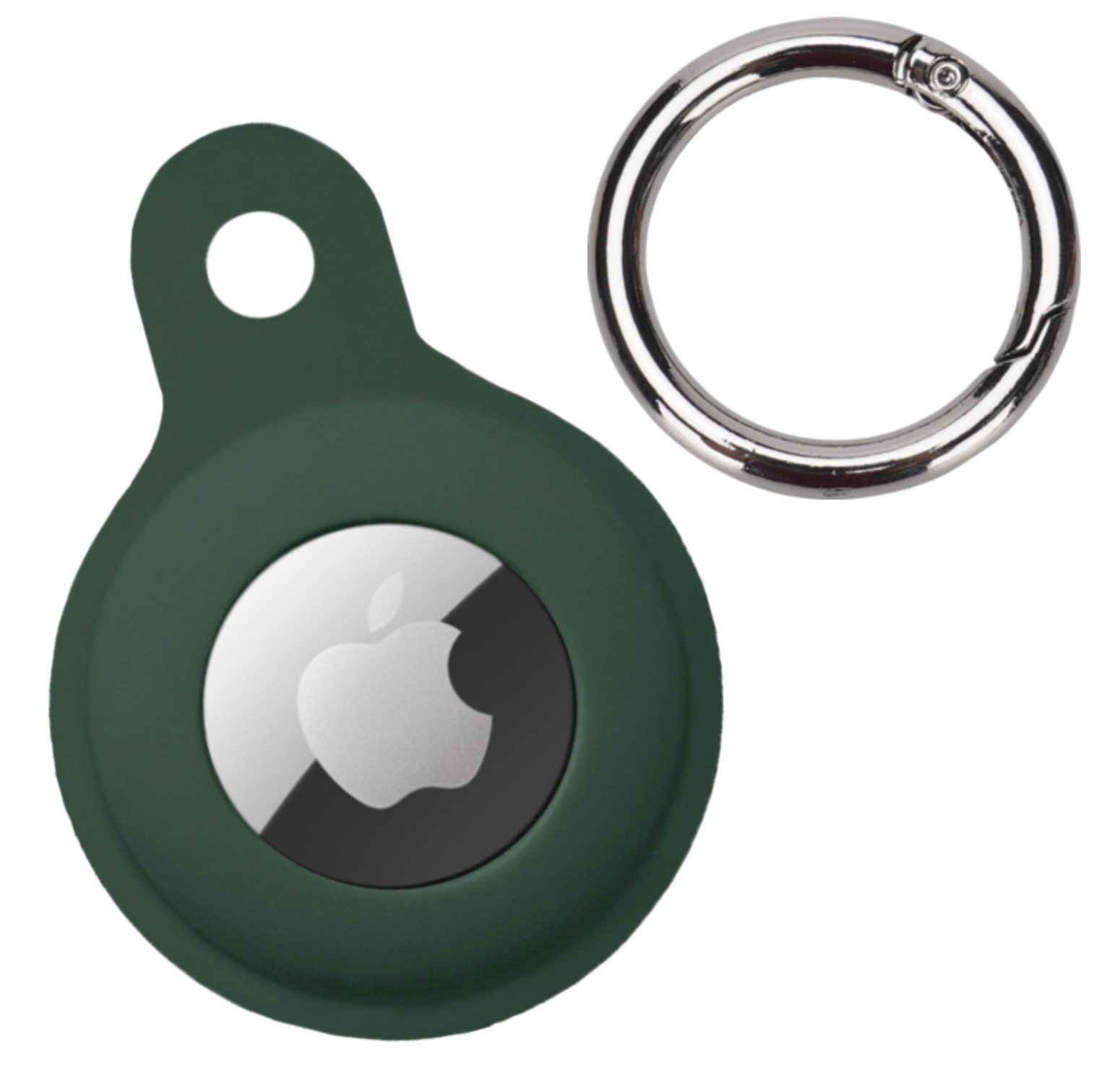 Nomfy Hoesje Geschikt voor Apple AirTag Sleutelhanger Hoes Siliconen Hoesje - Siliconen Hoesje Geschikt voor Apple AirTag-Sleutelhanger Hoesje - Donkergroen - 4 PACK