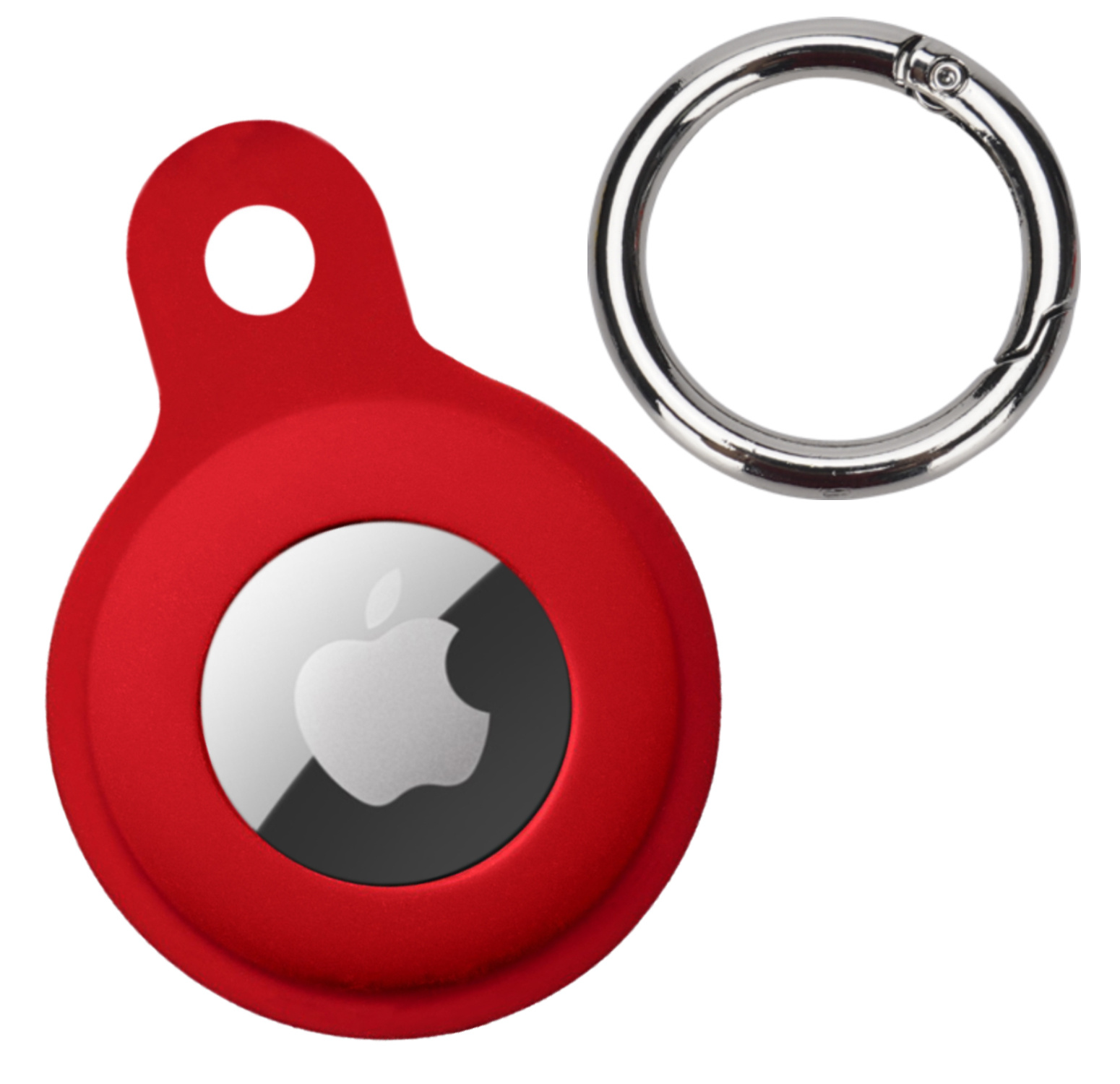 Nomfy Hoesje Geschikt voor Apple AirTag Sleutelhanger Hoes Siliconen Hoesje - Siliconen Hoesje Geschikt voor Apple AirTag-Sleutelhanger Hoesje - Donkerrood - 4 PACK