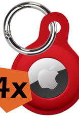 Nomfy Hoesje Geschikt voor Apple AirTag Sleutelhanger Hoes Siliconen Hoesje - Siliconen Hoesje Geschikt voor Apple AirTag-Sleutelhanger Hoesje - Donkerrood - 4 PACK