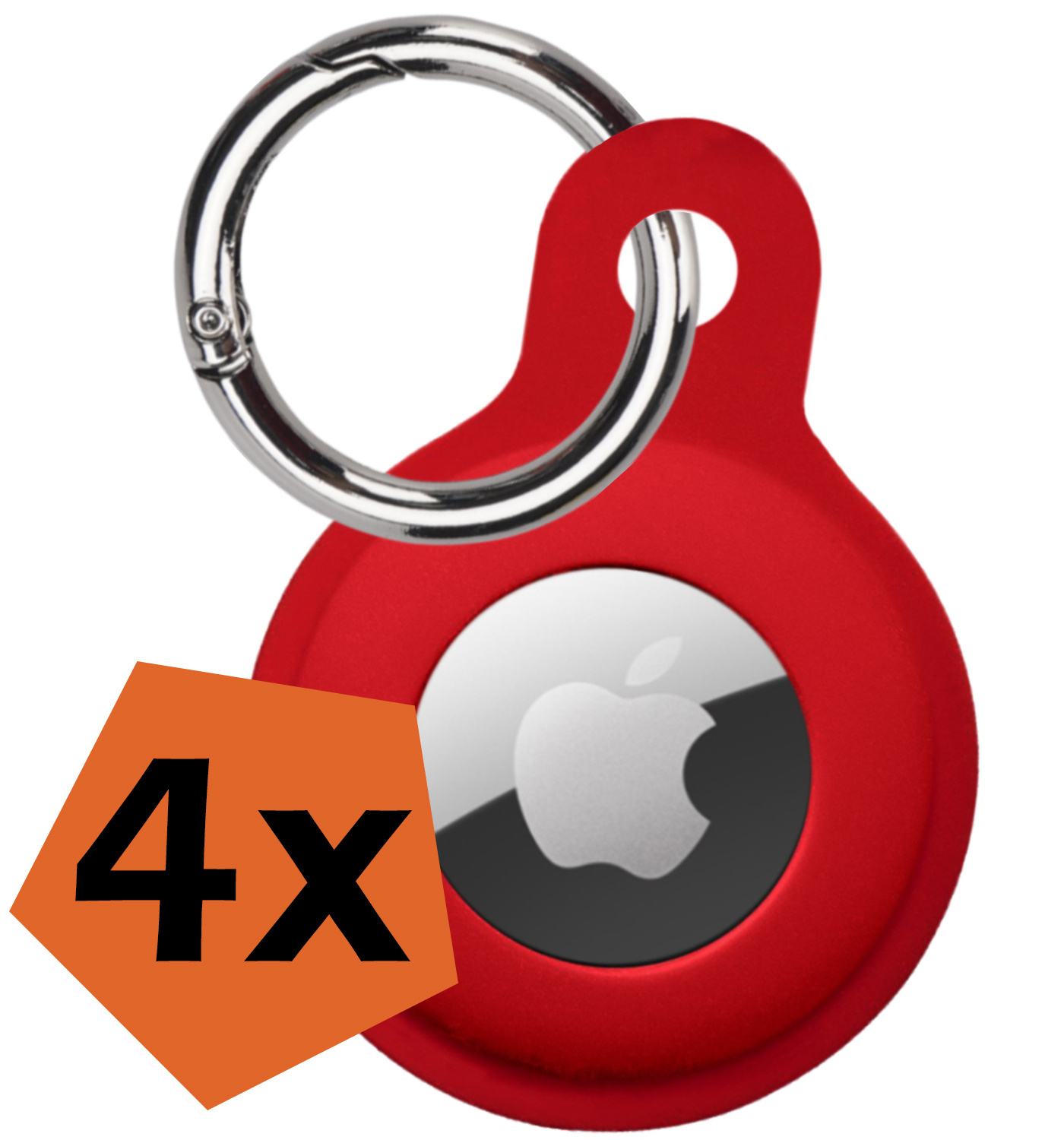 Nomfy Hoesje Geschikt voor Apple AirTag Sleutelhanger Hoes Siliconen Hoesje - Siliconen Hoesje Geschikt voor Apple AirTag-Sleutelhanger Hoesje - Donkerrood - 4 PACK