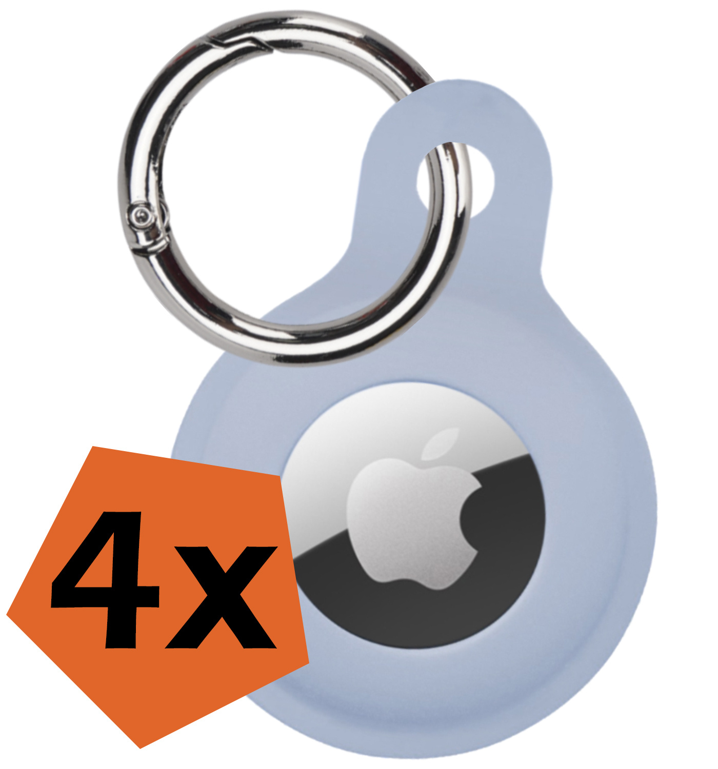 Nomfy Hoesje Geschikt voor Apple AirTag Sleutelhanger Hoes Siliconen Hoesje - Siliconen Hoesje Geschikt voor Apple AirTag-Sleutelhanger Hoesje - Grijsblauw - 4 PACK