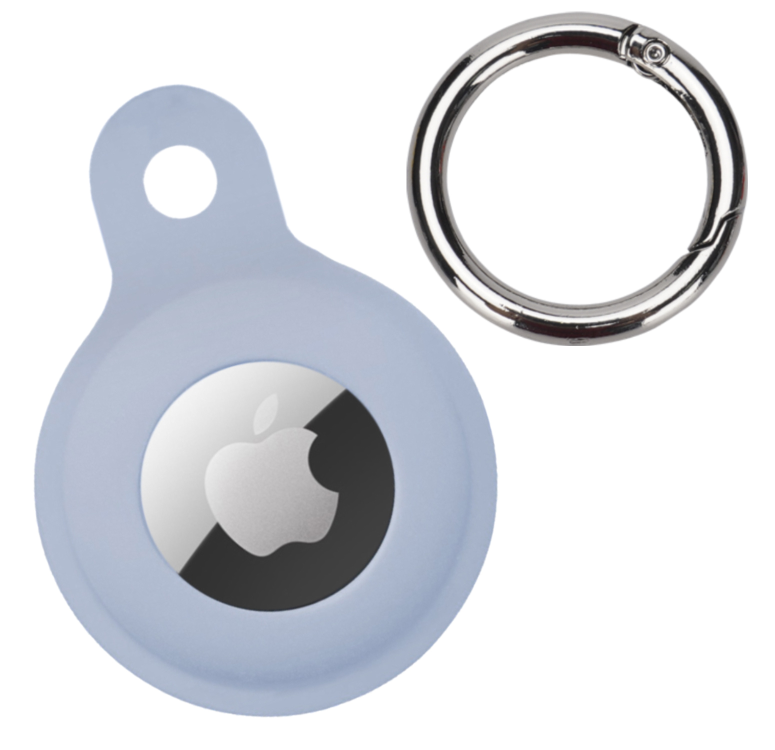 Nomfy Hoesje Geschikt voor Apple AirTag Sleutelhanger Hoes Siliconen Hoesje - Siliconen Hoesje Geschikt voor Apple AirTag-Sleutelhanger Hoesje - Grijsblauw - 4 PACK