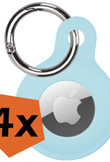 Nomfy Hoesje Geschikt voor Apple AirTag Sleutelhanger Hoes Siliconen Hoesje - Siliconen Hoesje Geschikt voor Apple AirTag-Sleutelhanger Hoesje - Lichtblauw - 4 PACK