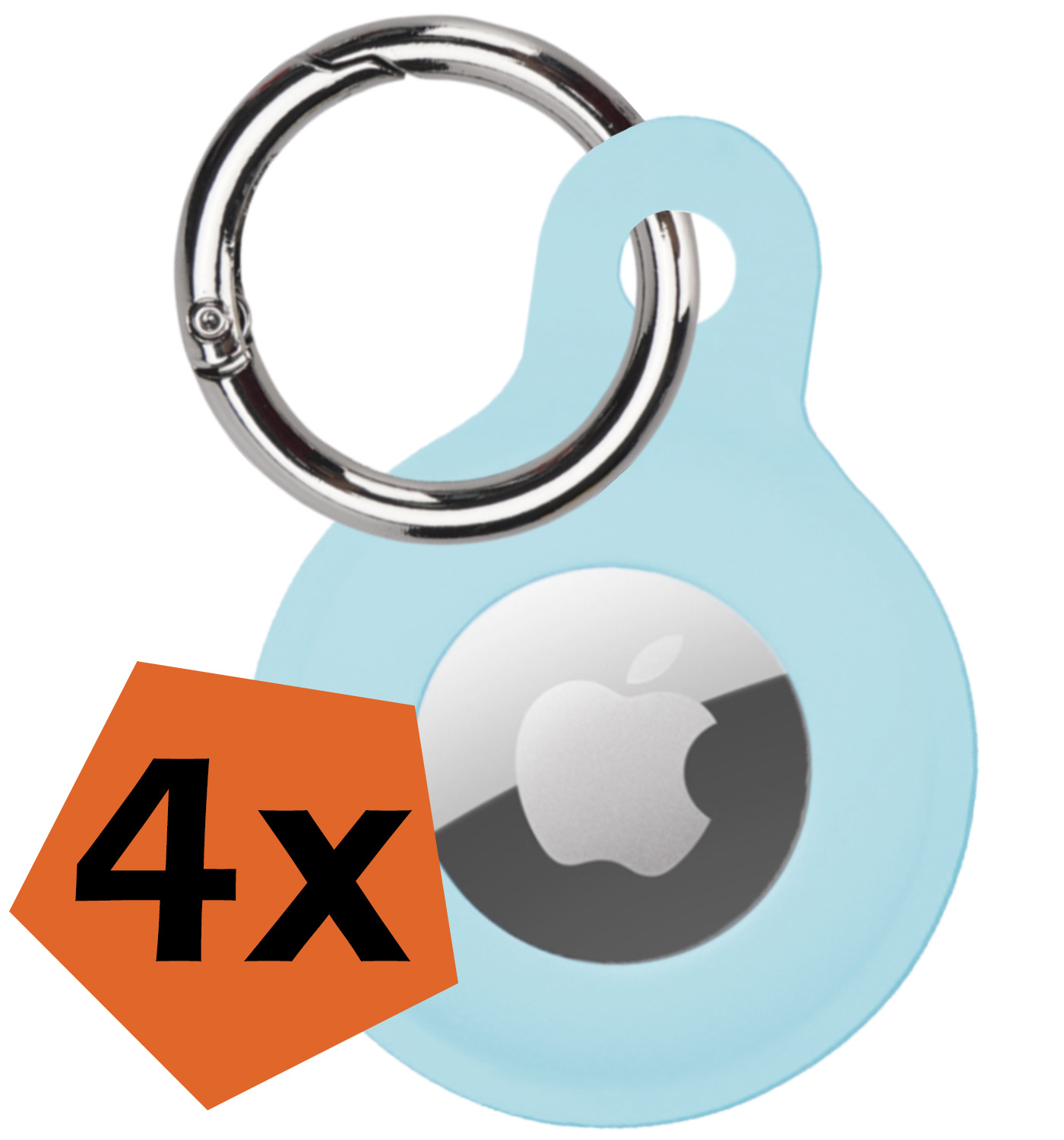 Nomfy Hoesje Geschikt voor Apple AirTag Sleutelhanger Hoes Siliconen Hoesje - Siliconen Hoesje Geschikt voor Apple AirTag-Sleutelhanger Hoesje - Lichtblauw - 4 PACK