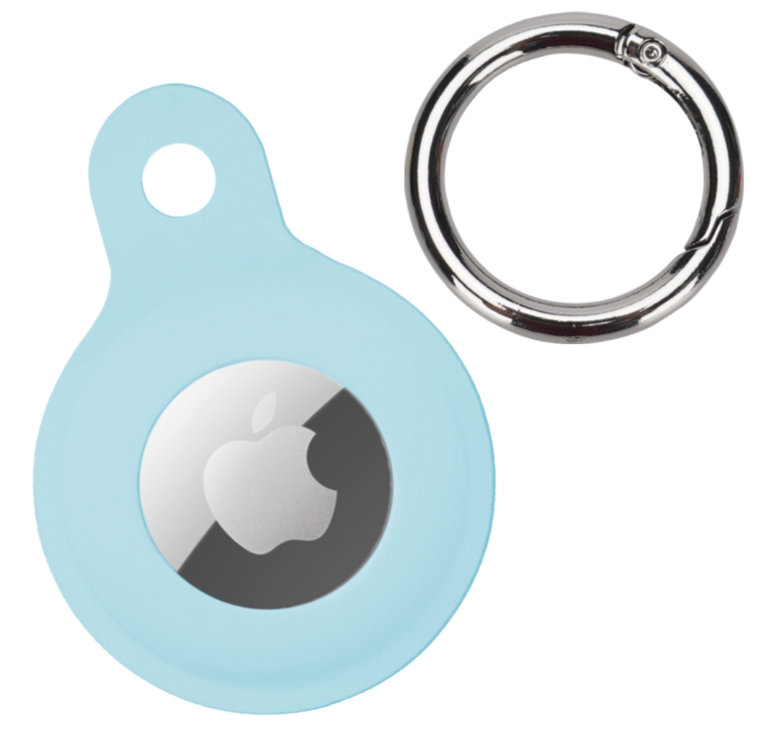 Nomfy Hoesje Geschikt voor Apple AirTag Sleutelhanger Hoes Siliconen Hoesje - Siliconen Hoesje Geschikt voor Apple AirTag-Sleutelhanger Hoesje - Lichtblauw - 4 PACK