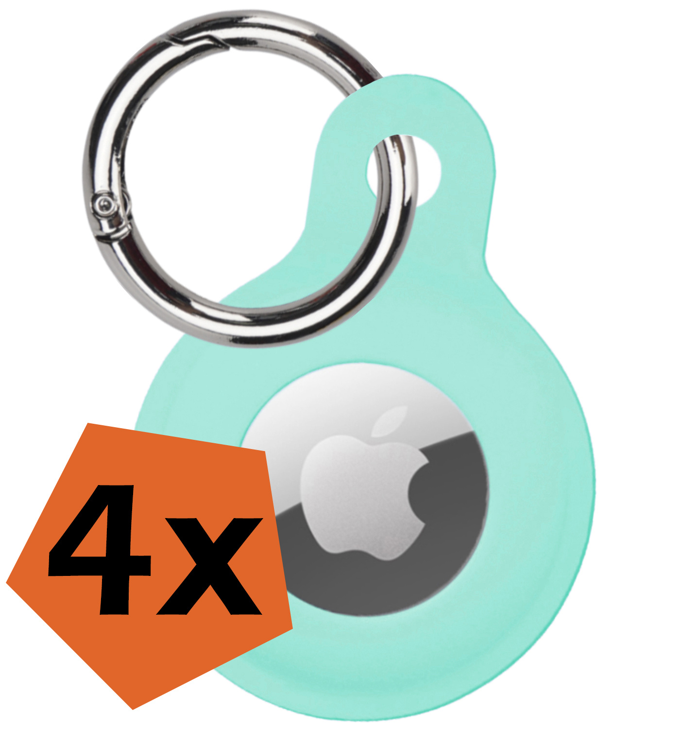 Nomfy Hoesje Geschikt voor Apple AirTag Sleutelhanger Hoes Siliconen Hoesje - Siliconen Hoesje Geschikt voor Apple AirTag-Sleutelhanger Hoesje - Turquoise - 4 PACK