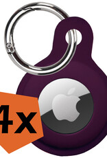 Nomfy Hoesje Geschikt voor Apple AirTag Sleutelhanger Hoes Siliconen Hoesje - Siliconen Hoesje Geschikt voor Apple AirTag-Sleutelhanger Hoesje - Aubergine - 4 PACK