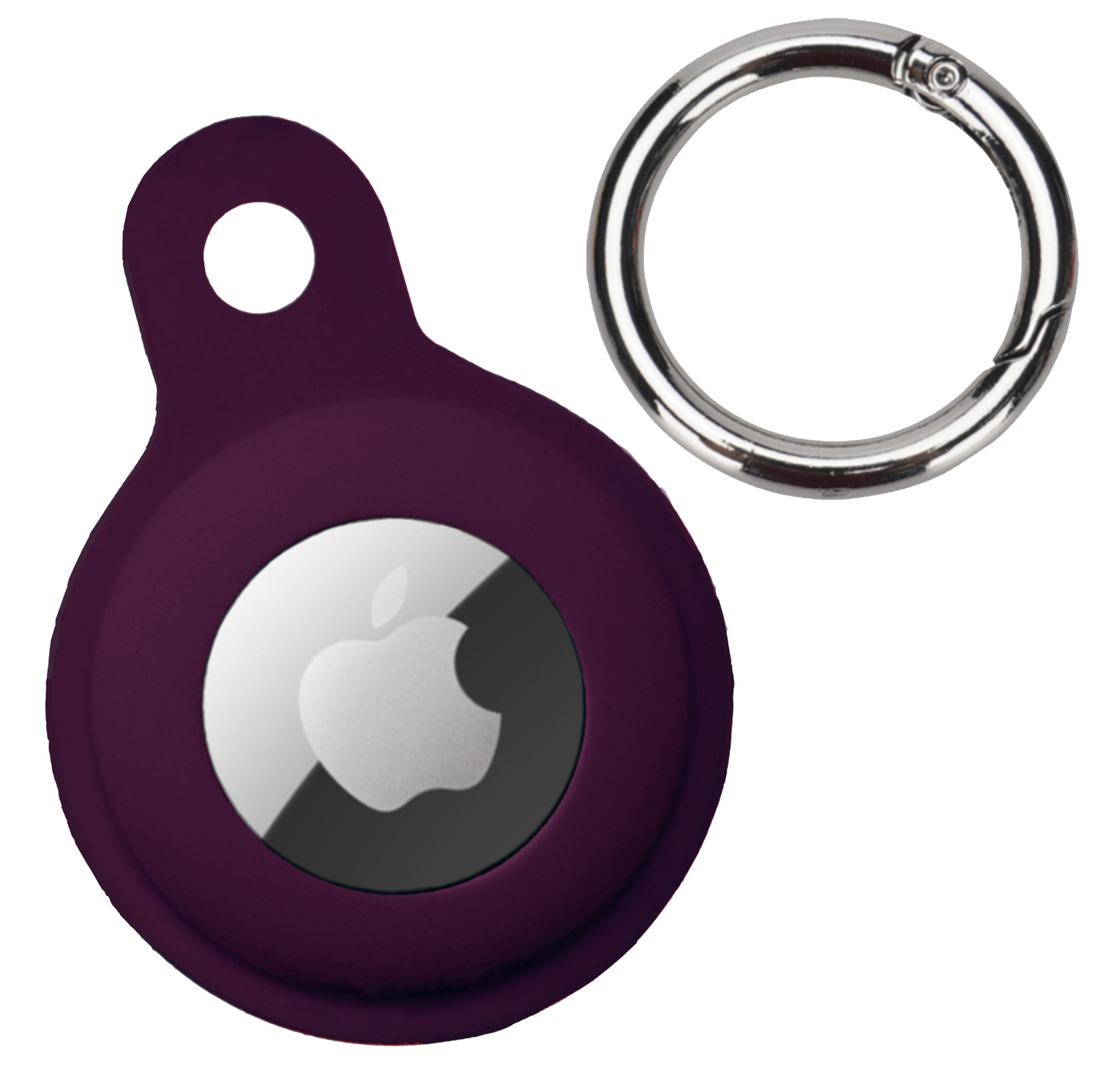 Nomfy Hoesje Geschikt voor Apple AirTag Sleutelhanger Hoes Siliconen Hoesje - Siliconen Hoesje Geschikt voor Apple AirTag-Sleutelhanger Hoesje - Aubergine - 4 PACK