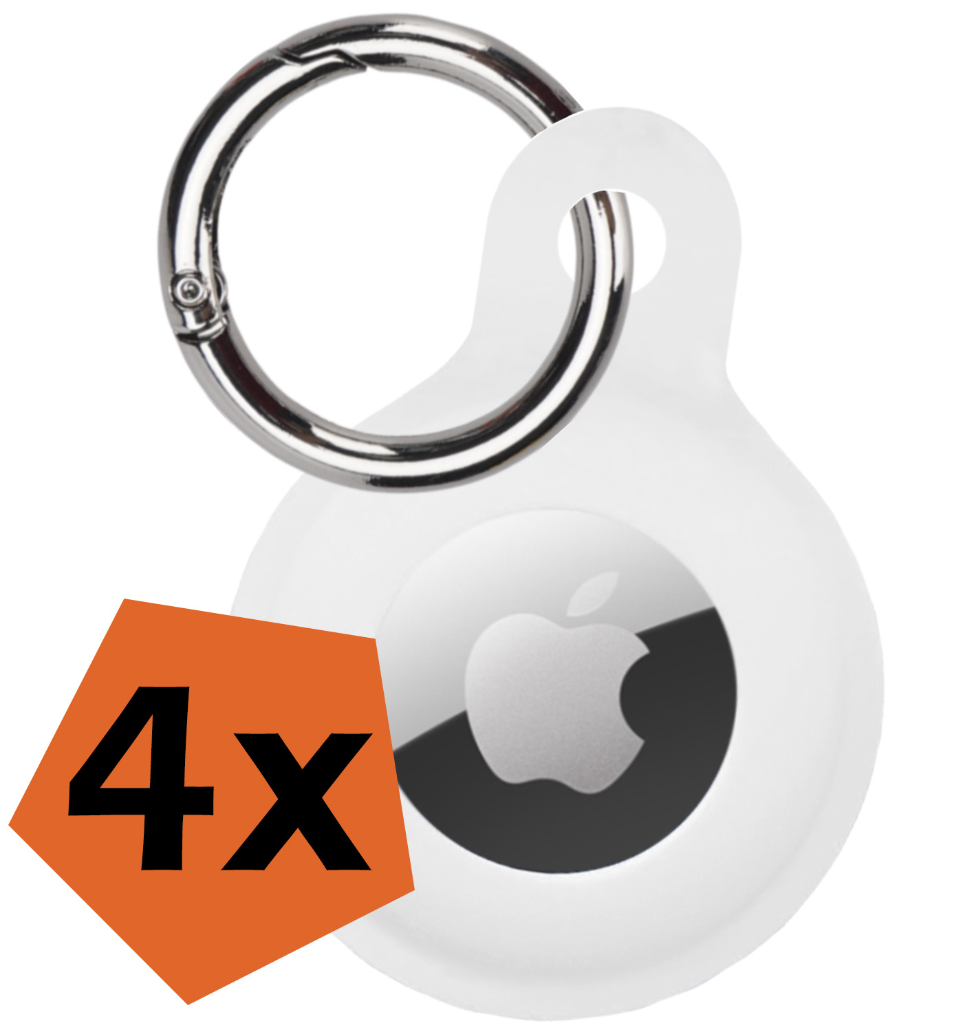 Nomfy Hoesje Geschikt voor Apple AirTag Sleutelhanger Hoes Siliconen Hoesje - Siliconen Hoesje Geschikt voor Apple AirTag-Sleutelhanger Hoesje - Wit - 4 PACK