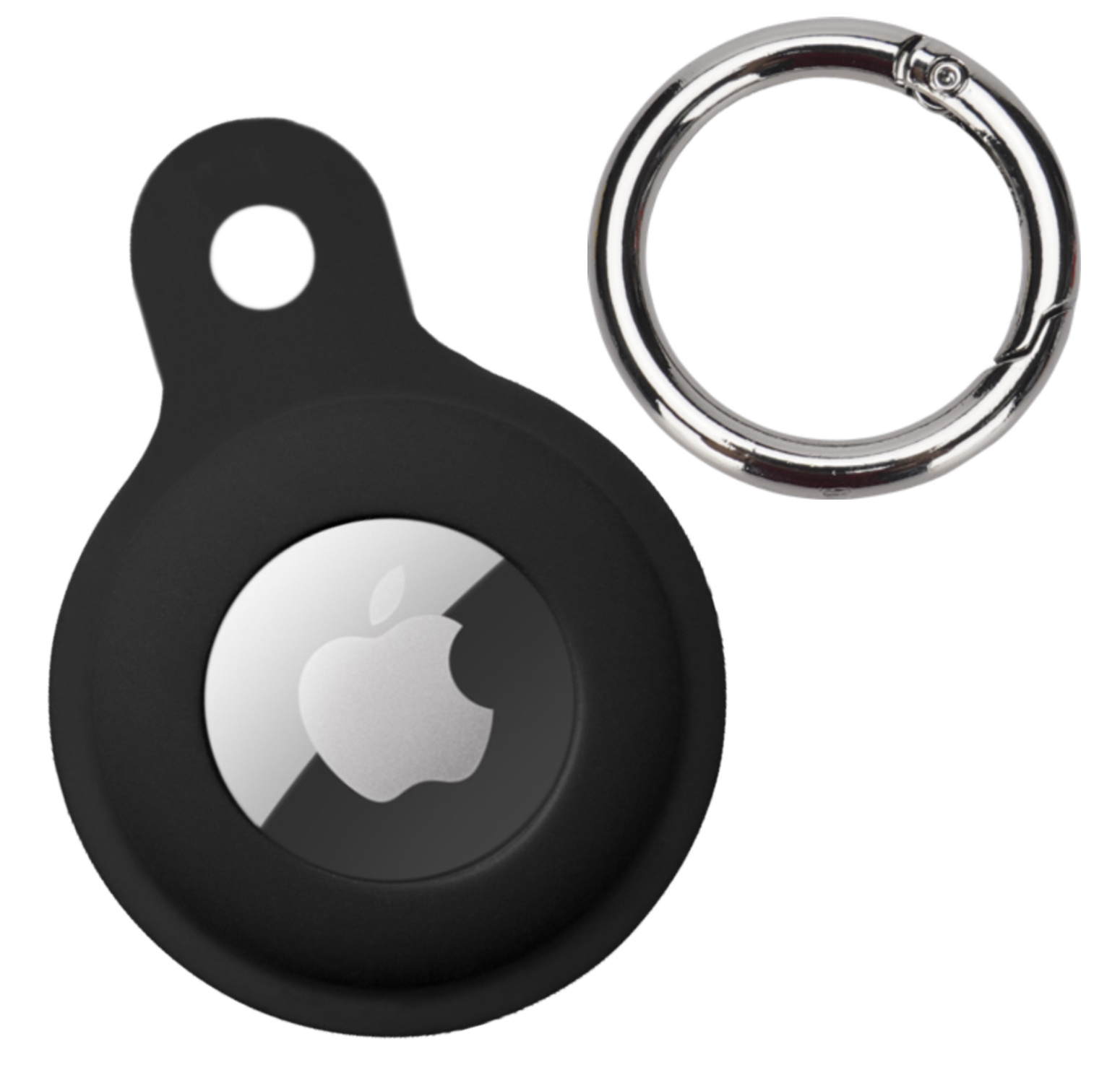 Nomfy Hoesje Geschikt voor Apple AirTag Sleutelhanger Hoes Siliconen Hoesje - Siliconen Hoesje Geschikt voor Apple AirTag-Sleutelhanger Hoesje - Zwart - 4 PACK