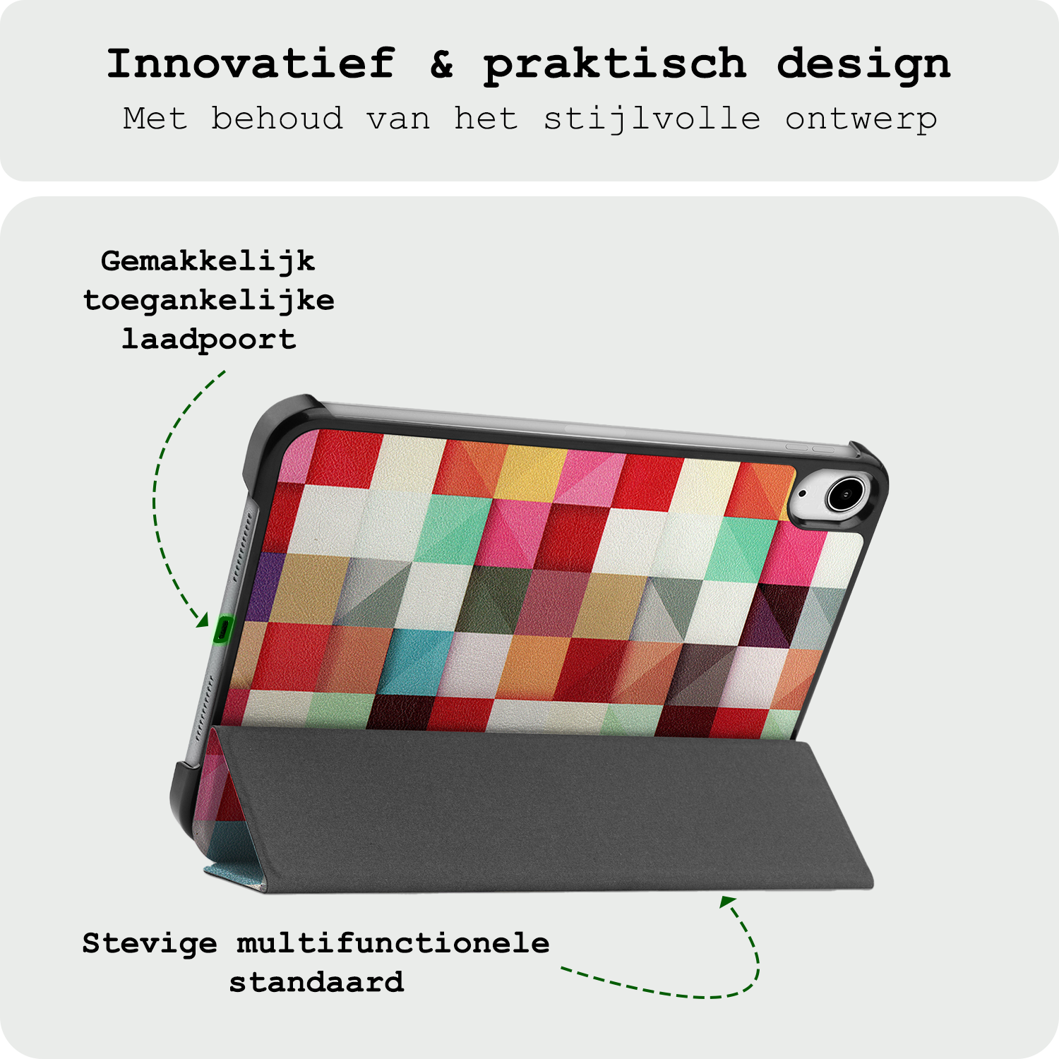 BASEY. BASEY. iPad Mini 7 Hoesje Met Screenprotector - Blokken