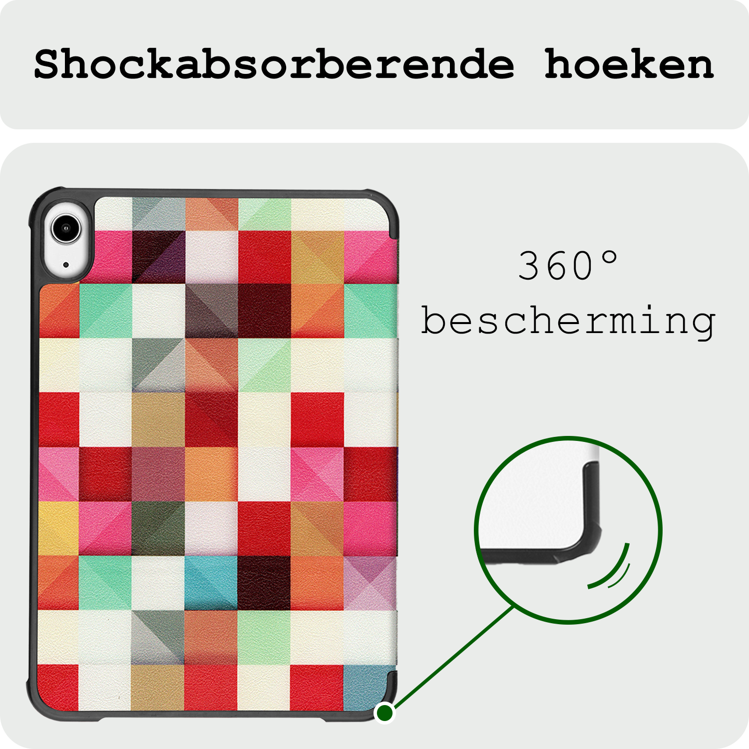 BASEY. BASEY. iPad Mini 7 Hoesje Met Screenprotector - Blokken