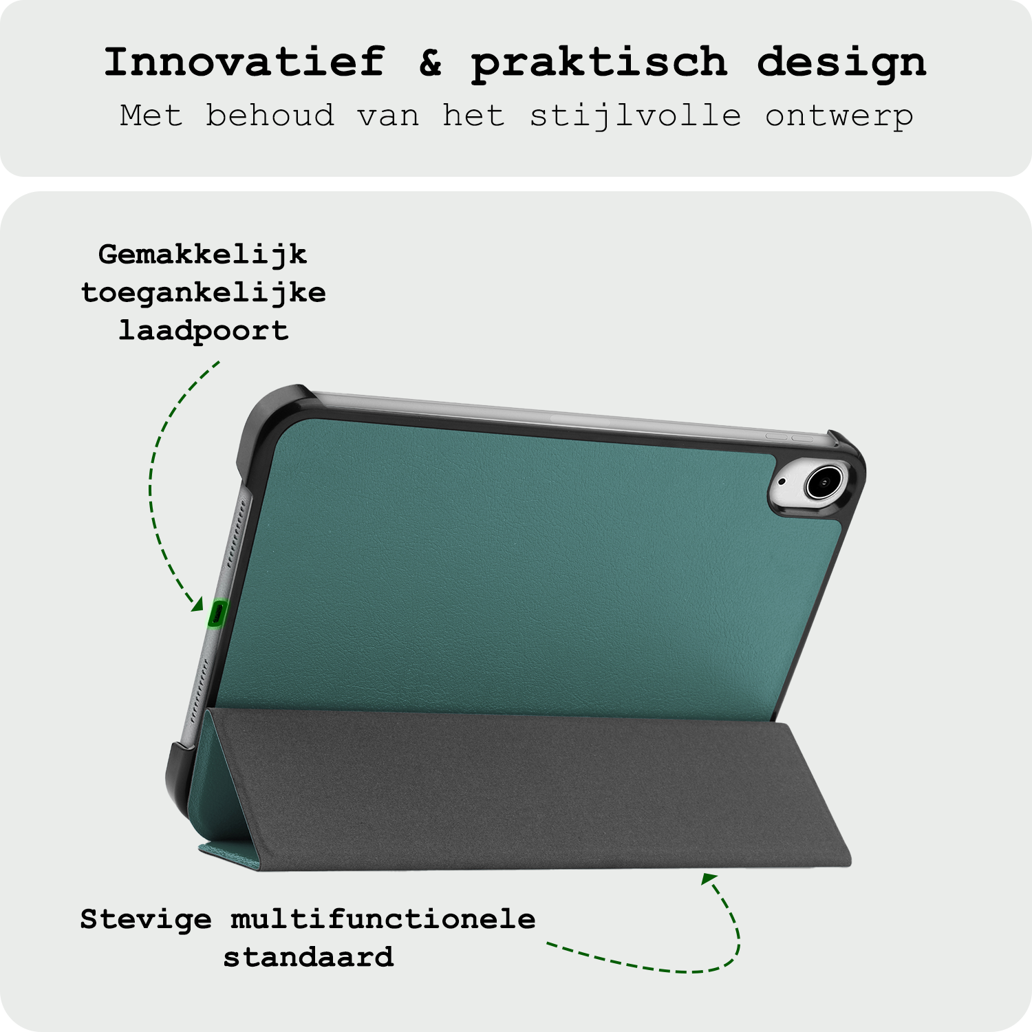 BASEY. BASEY. iPad Mini 7 Hoesje Met Screenprotector - Donkergroen