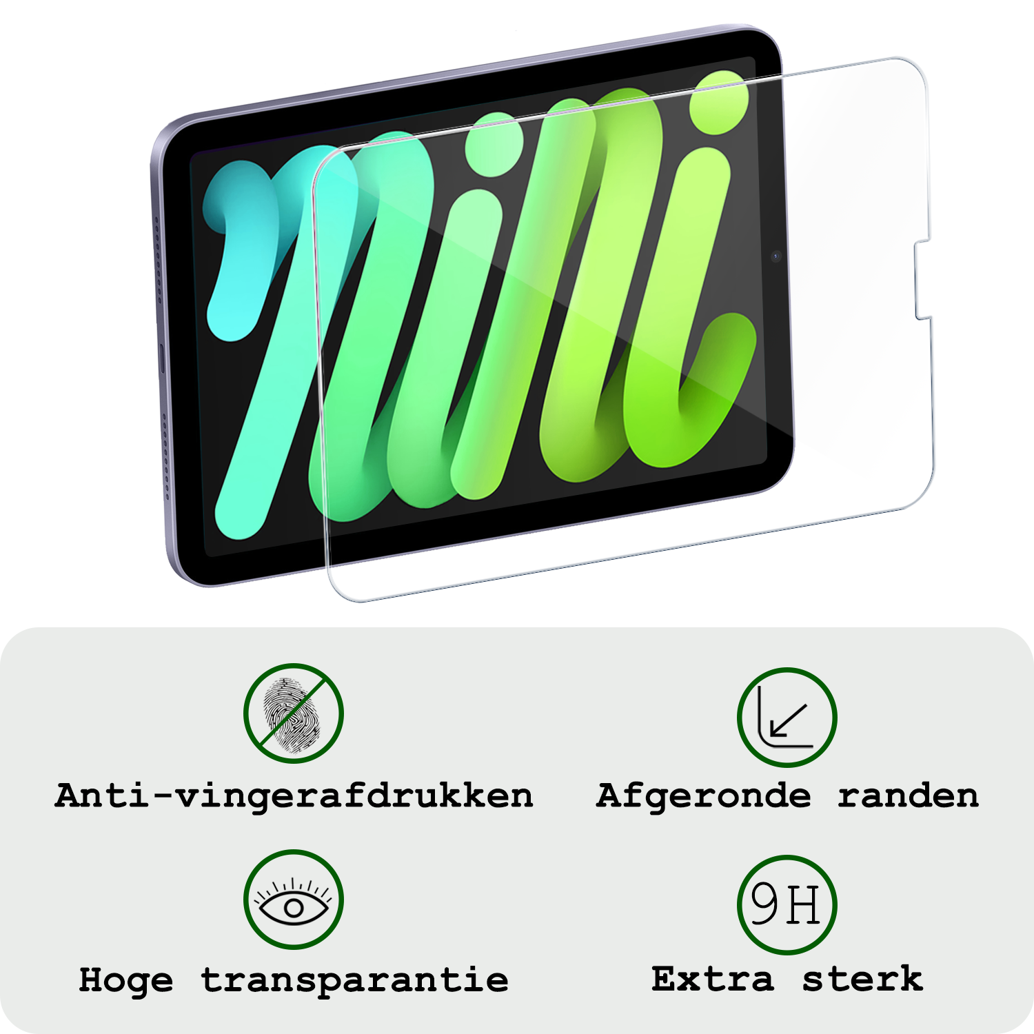 BASEY. BASEY. iPad Mini 7 Hoesje Met Screenprotector - Donkergroen