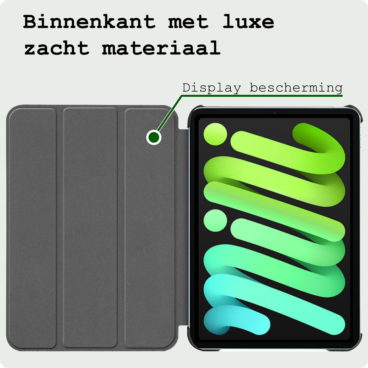 BASEY. BASEY. iPad Mini 7 Hoesje Met Screenprotector - Donkergroen