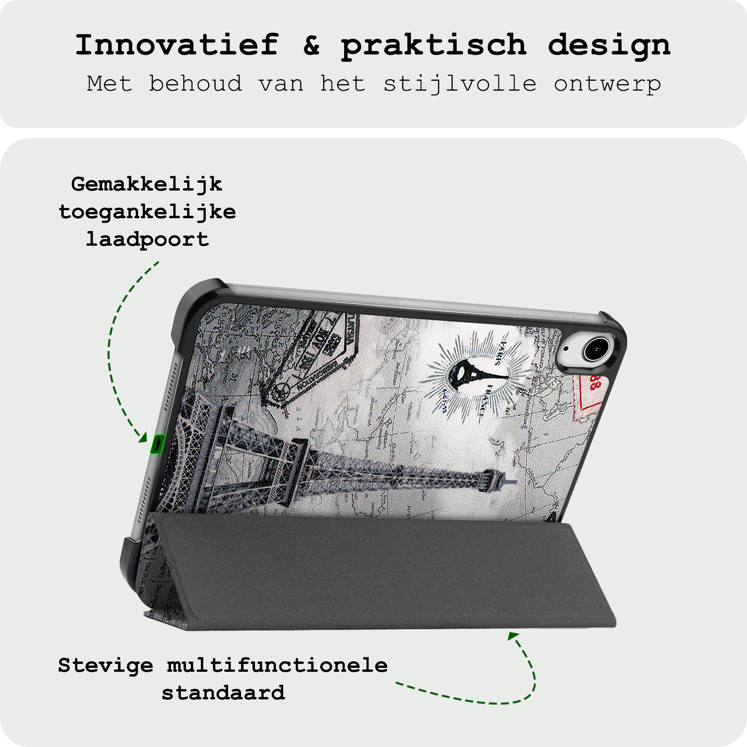 BASEY. BASEY. iPad Mini 7 Hoesje Met Screenprotector - Eiffeltoren