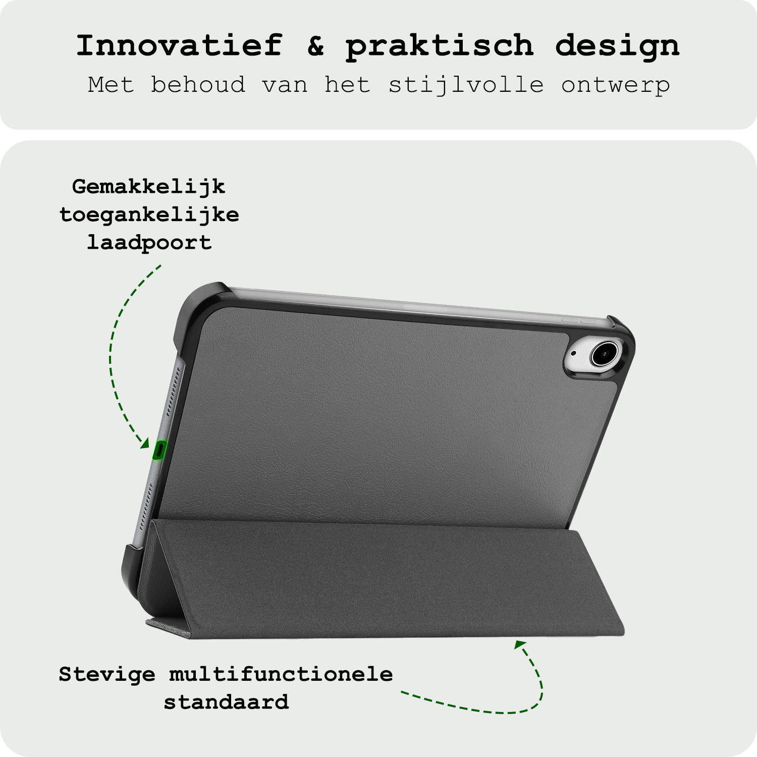 BASEY. BASEY. iPad Mini 7 Hoesje Met Screenprotector - Grijs