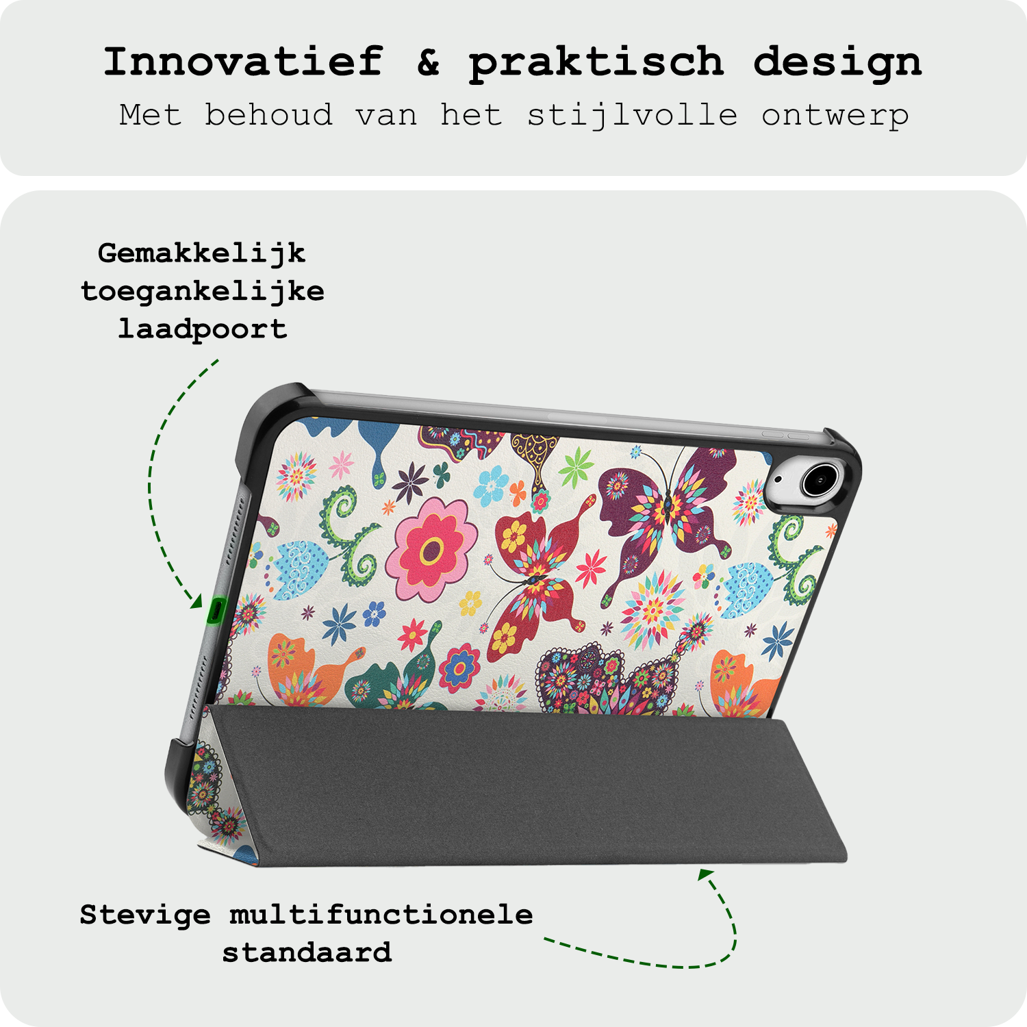 BASEY. BASEY. iPad Mini 7 Hoesje Met Screenprotector - Vlinders