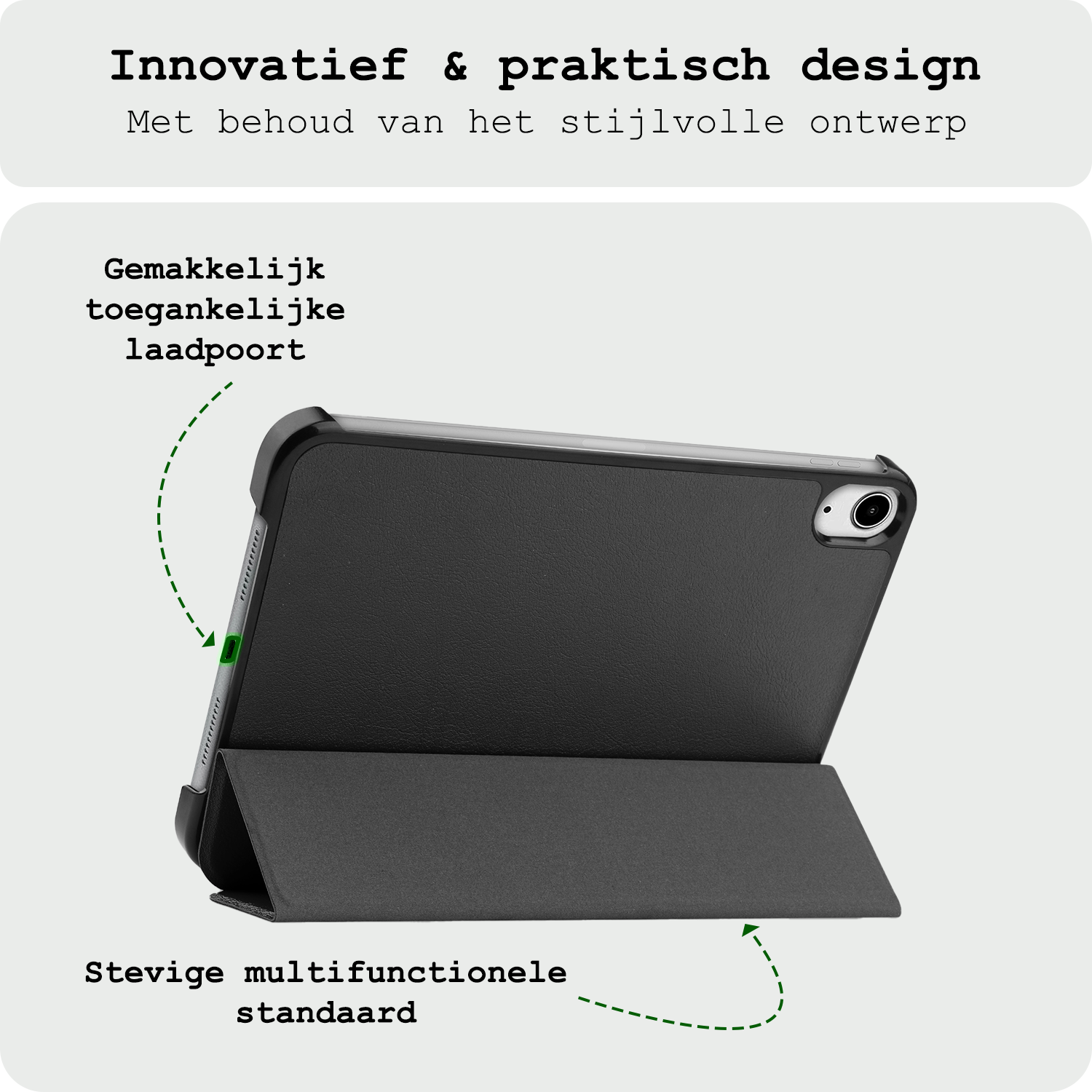 BASEY. BASEY. iPad Mini 7 Hoesje Met Screenprotector - Zwart