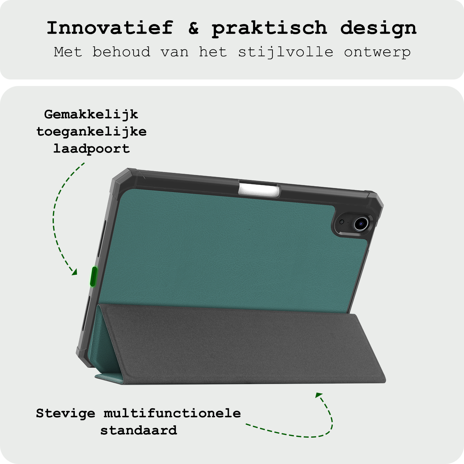 BASEY. BASEY. iPad Mini 7 Hoesje Met Uitsparing Apple Pencil En Met Screenprotector - Donkergroen