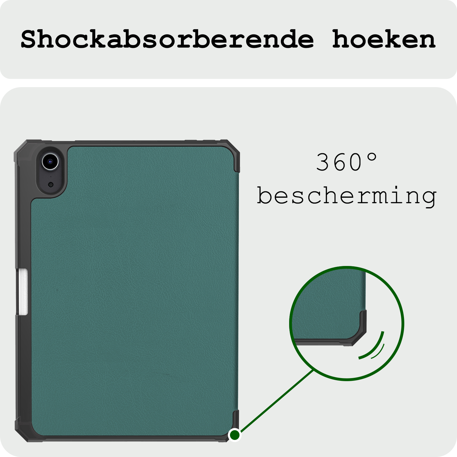 BASEY. BASEY. iPad Mini 7 Hoesje Met Uitsparing Apple Pencil En Met Screenprotector - Donkergroen