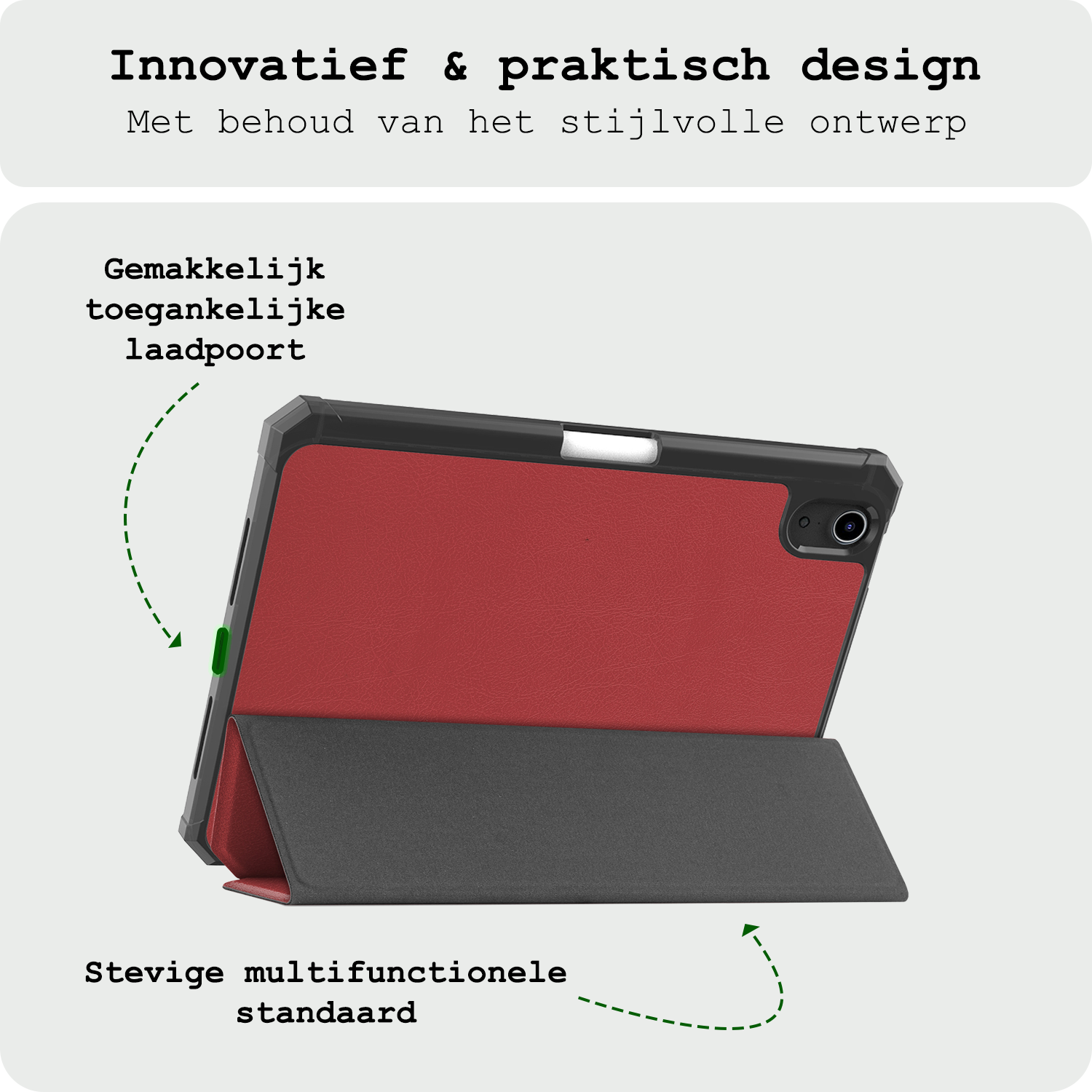 BASEY. BASEY. iPad Mini 7 Hoesje Met Uitsparing Apple Pencil En Met Screenprotector - Donkerrood