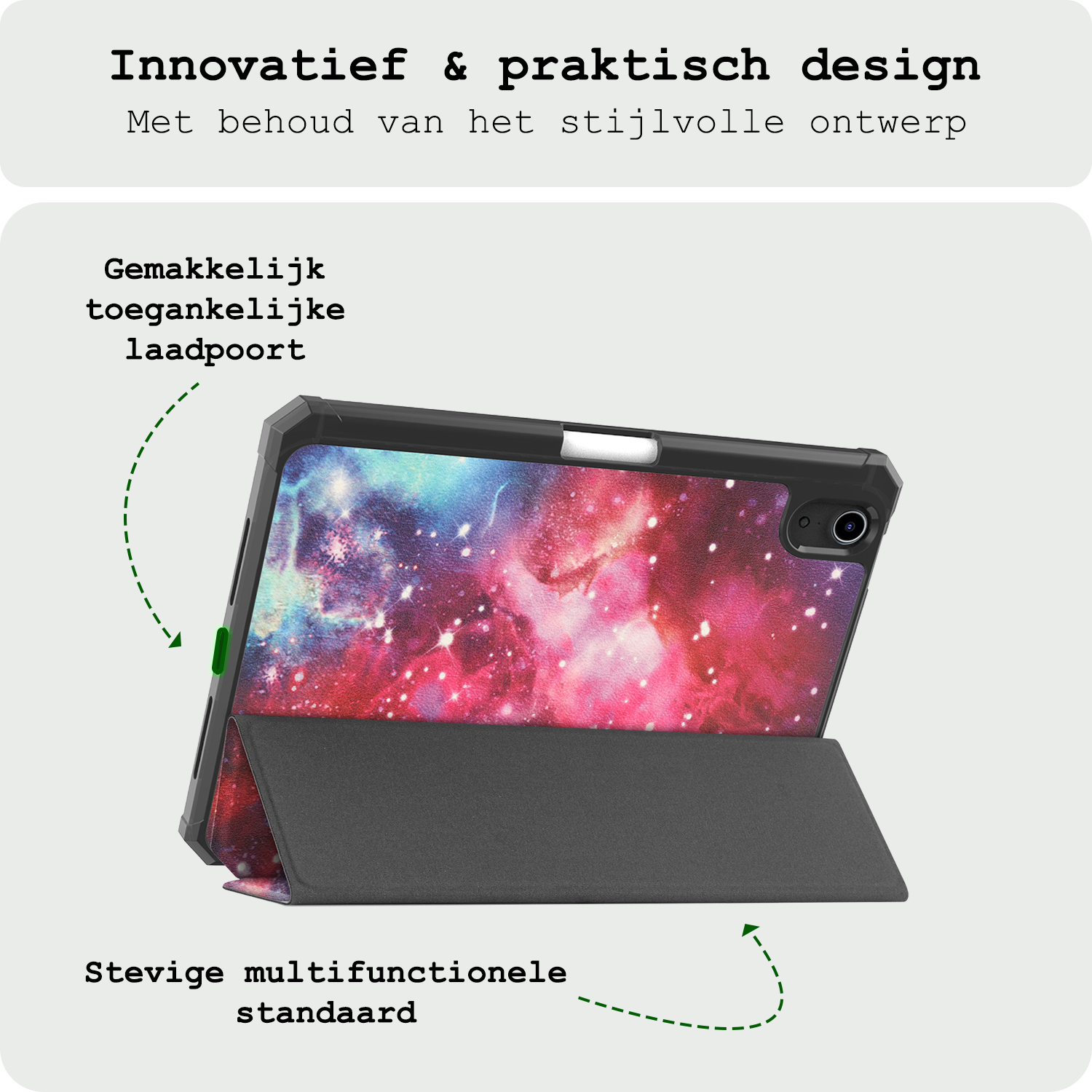 BASEY. BASEY. iPad Mini 7 Hoesje Met Uitsparing Apple Pencil En Met Screenprotector - Galaxy