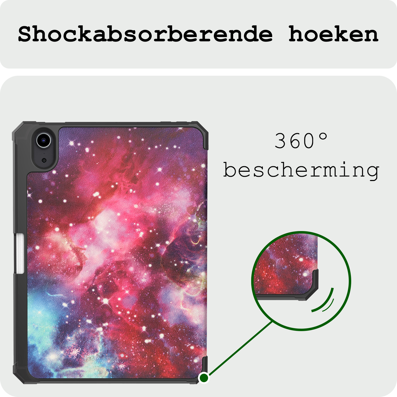 BASEY. BASEY. iPad Mini 7 Hoesje Met Uitsparing Apple Pencil En Met Screenprotector - Galaxy
