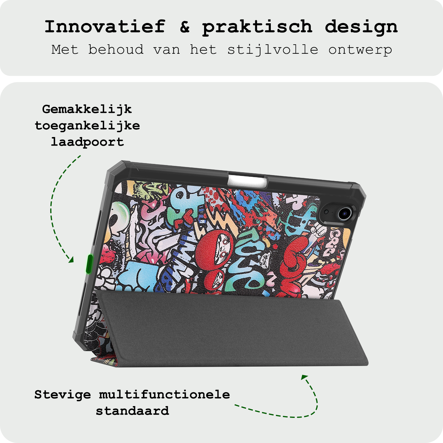 BASEY. BASEY. iPad Mini 7 Hoesje Met Uitsparing Apple Pencil En Met Screenprotector - Graffity