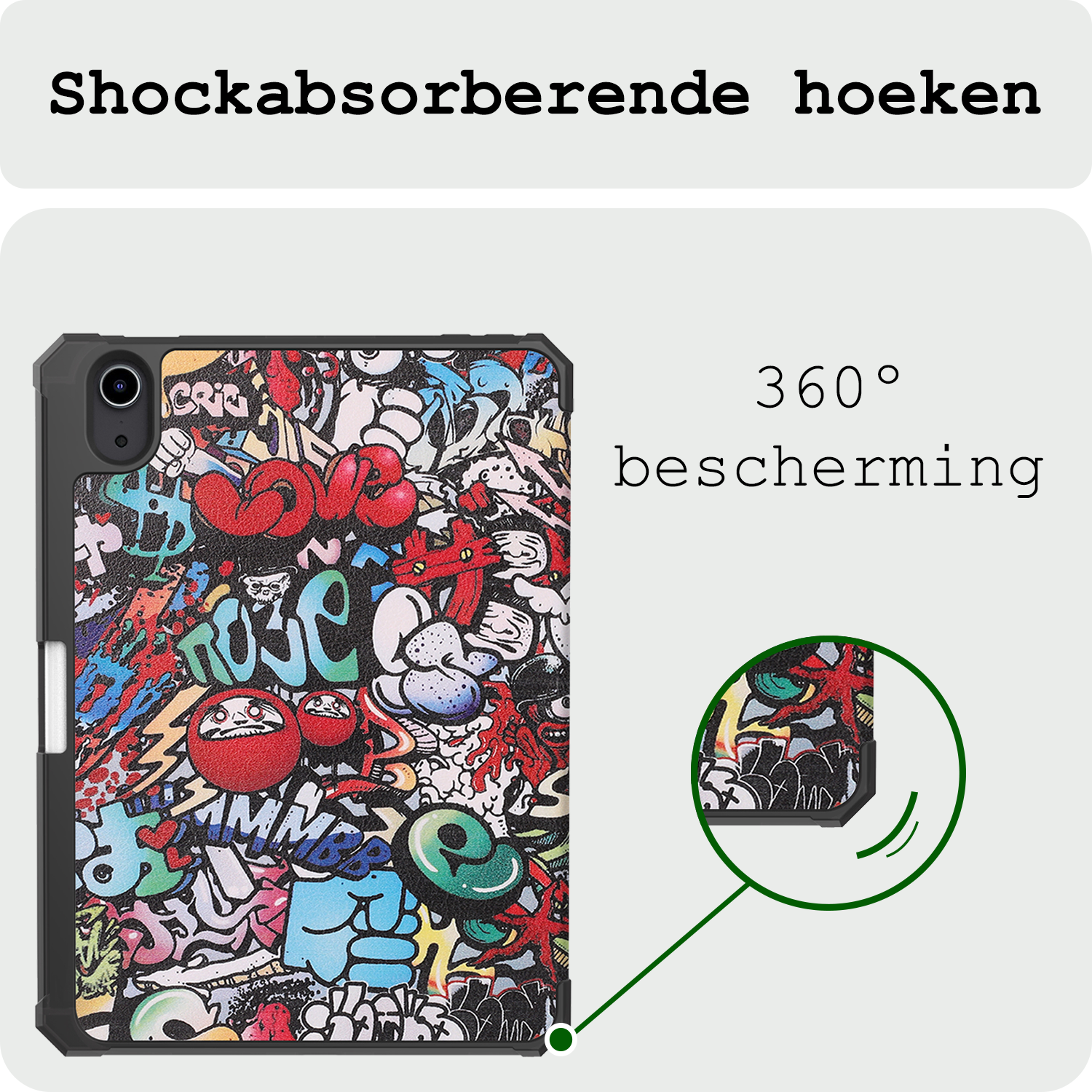BASEY. BASEY. iPad Mini 7 Hoesje Met Uitsparing Apple Pencil En Met Screenprotector - Graffity