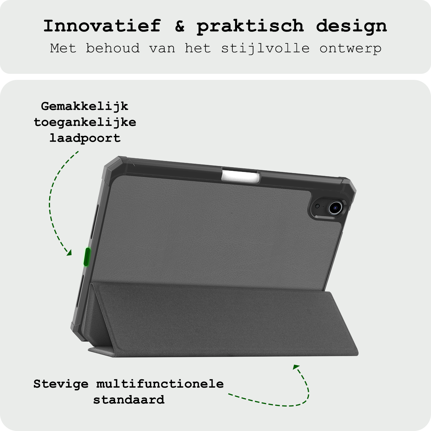 BASEY. BASEY. iPad Mini 7 Hoesje Met Uitsparing Apple Pencil En Met Screenprotector - Grijs