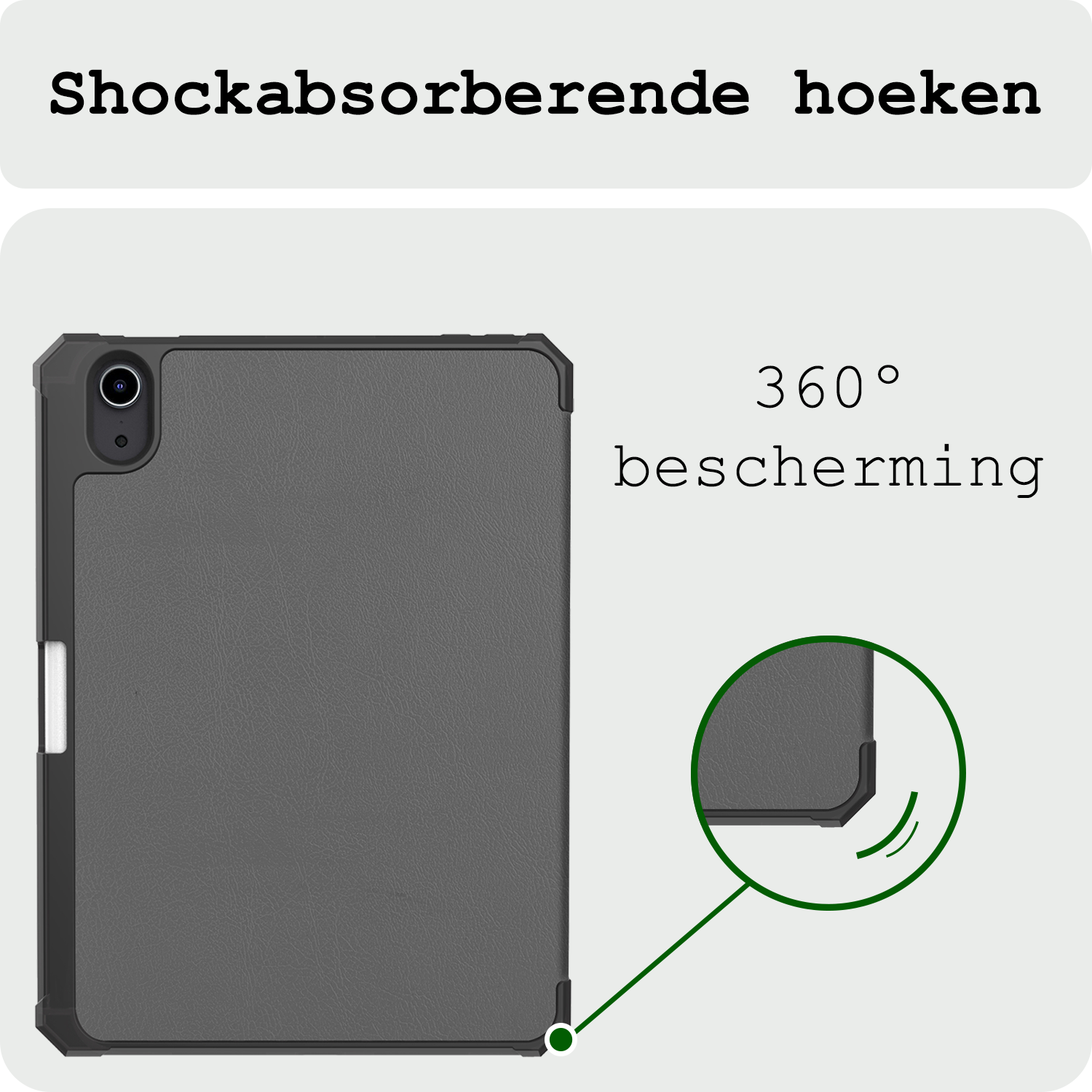 BASEY. BASEY. iPad Mini 7 Hoesje Met Uitsparing Apple Pencil En Met Screenprotector - Grijs