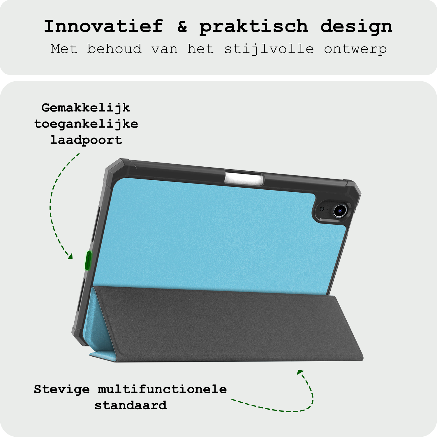 BASEY. BASEY. iPad Mini 7 Hoesje Met Uitsparing Apple Pencil En Met Screenprotector - Lichtblauw