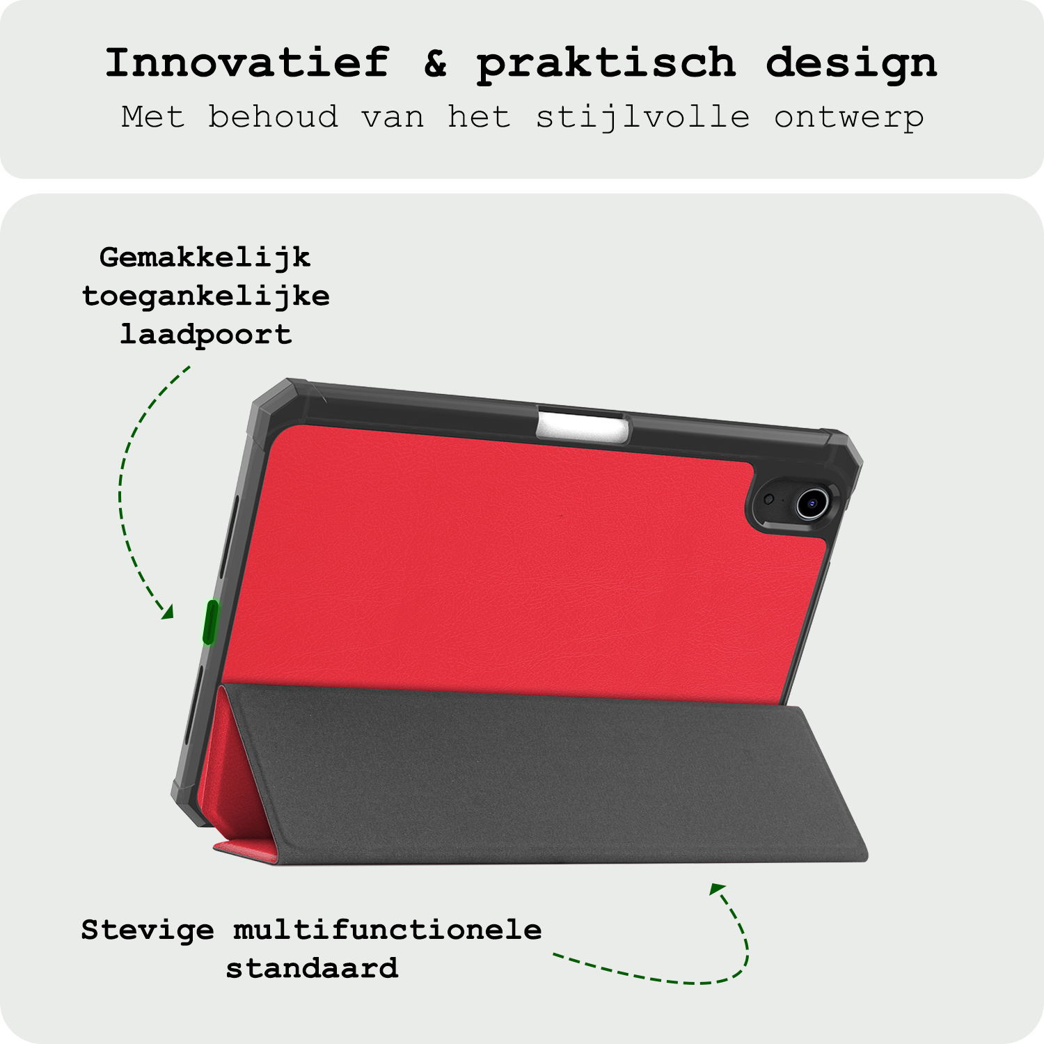 BASEY. BASEY. iPad Mini 7 Hoesje Met Uitsparing Apple Pencil En Met Screenprotector - Rood