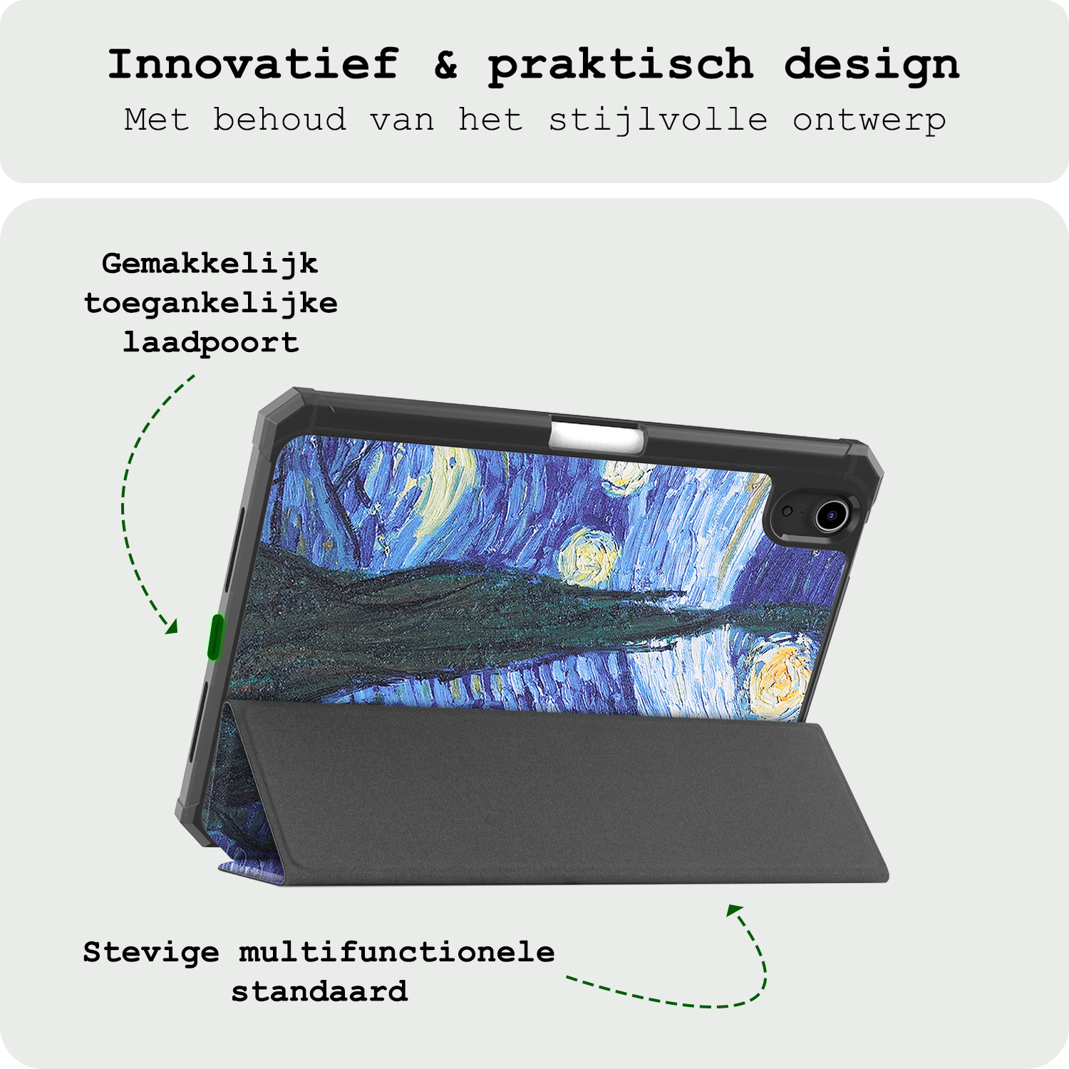 BASEY. BASEY. iPad Mini 7 Hoesje Met Uitsparing Apple Pencil En Met Screenprotector - Sterrenhemel
